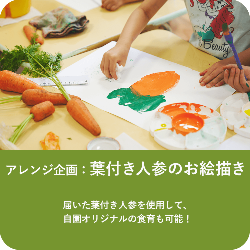 食育活動│葉付き人参のお絵描き