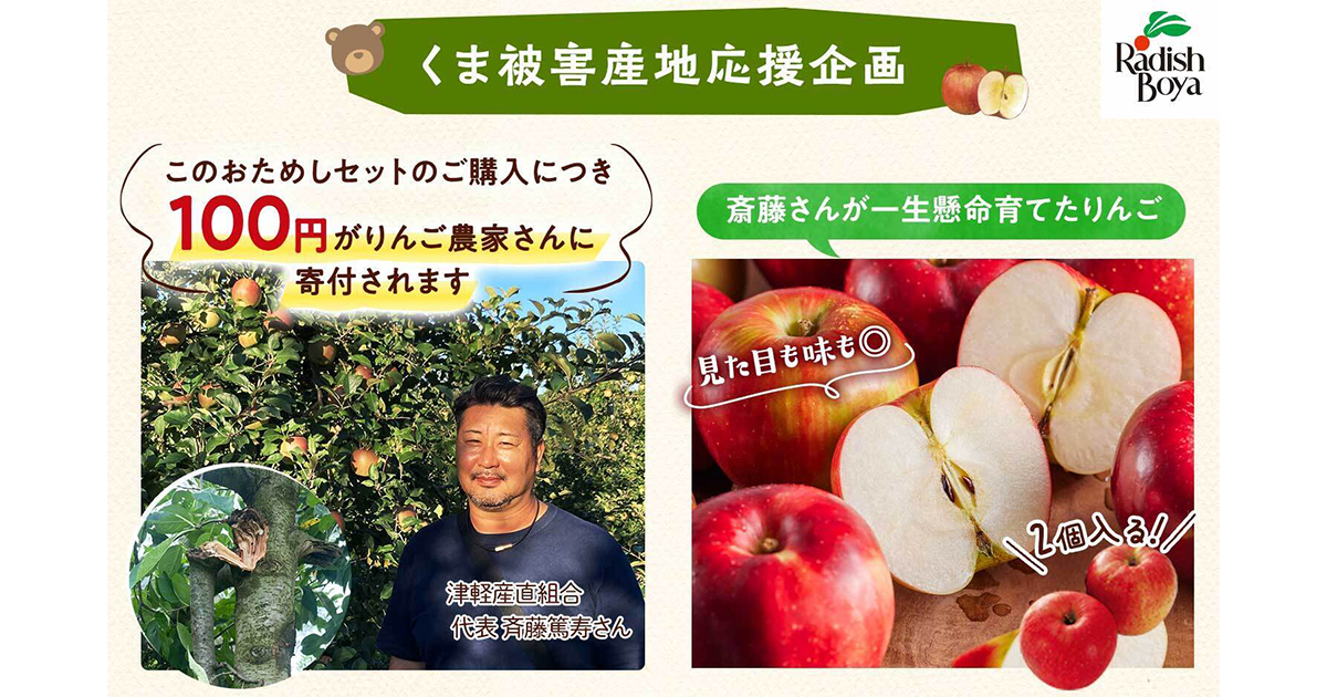 らでぃっしゅぼーや】青森のりんご産地で「クマ被害」深刻化「クマ被害